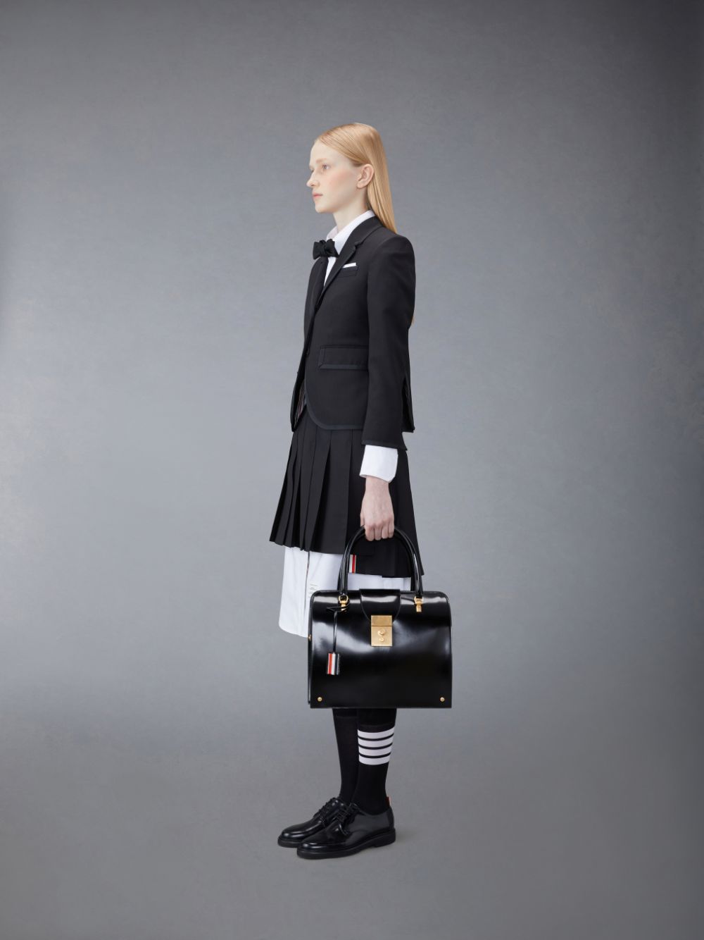 Thom Browne Calf Leather Mrs. Junior Women Tote Bags Black | QLD23N44495