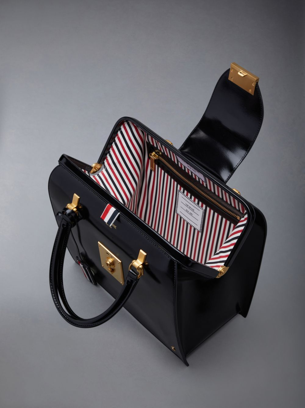 Thom Browne Calf Leather Mrs. Junior Women Tote Bags Black | QLD23N44495