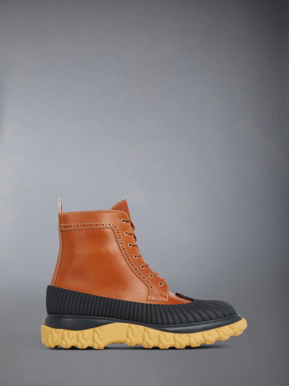 Thom Browne Camel Calf Leather Rubber Sole Longwing Duck Men Boots Brown | KTW74F22071