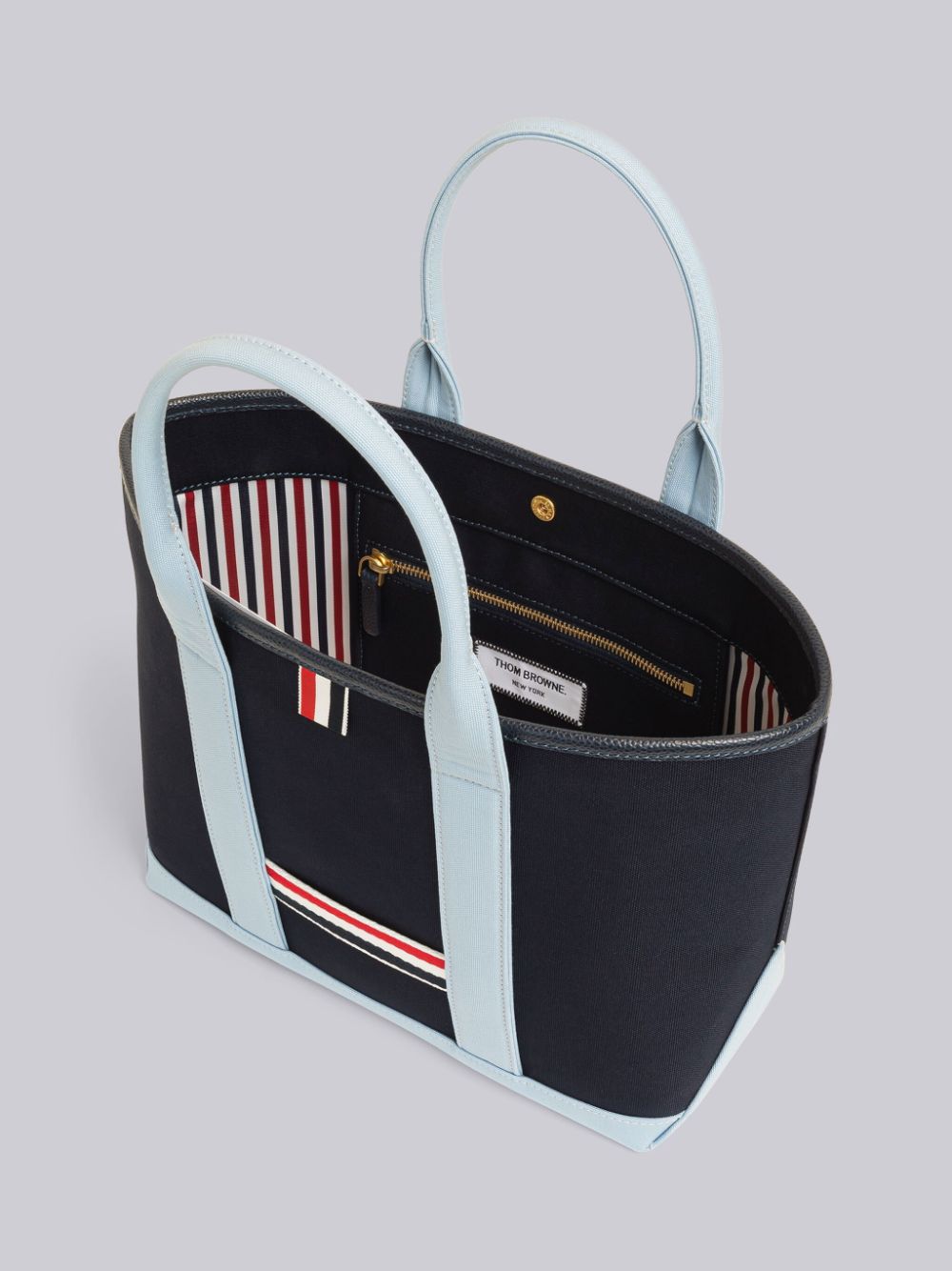 Thom Browne Canvas Interlock Small Tool Men Tote Bags Blue | SMR91H99454