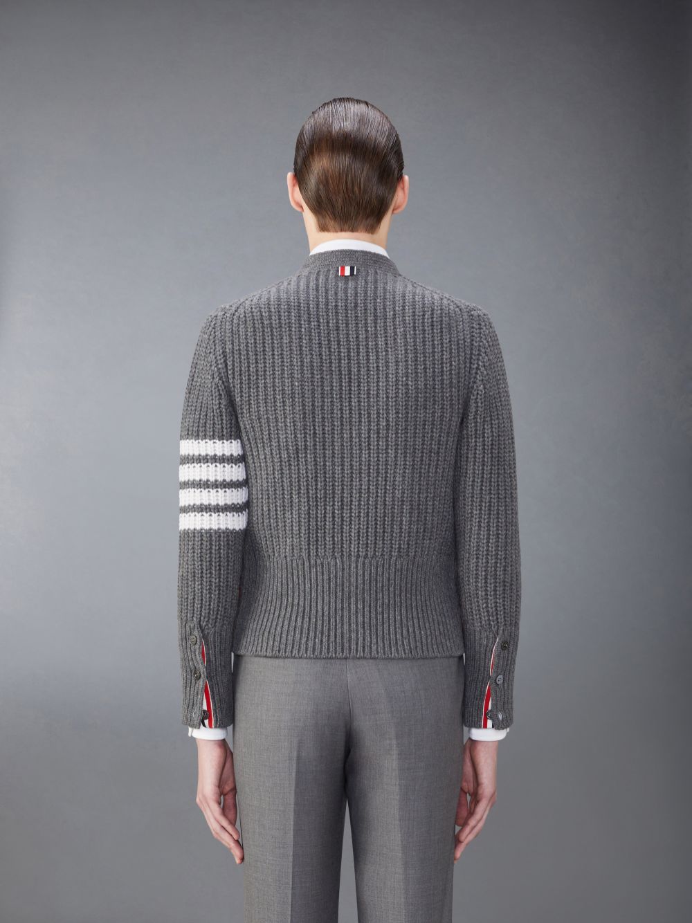 Thom Browne Cashmere 4-Bar Classic Men Cardigan Grey | UDS91V10532