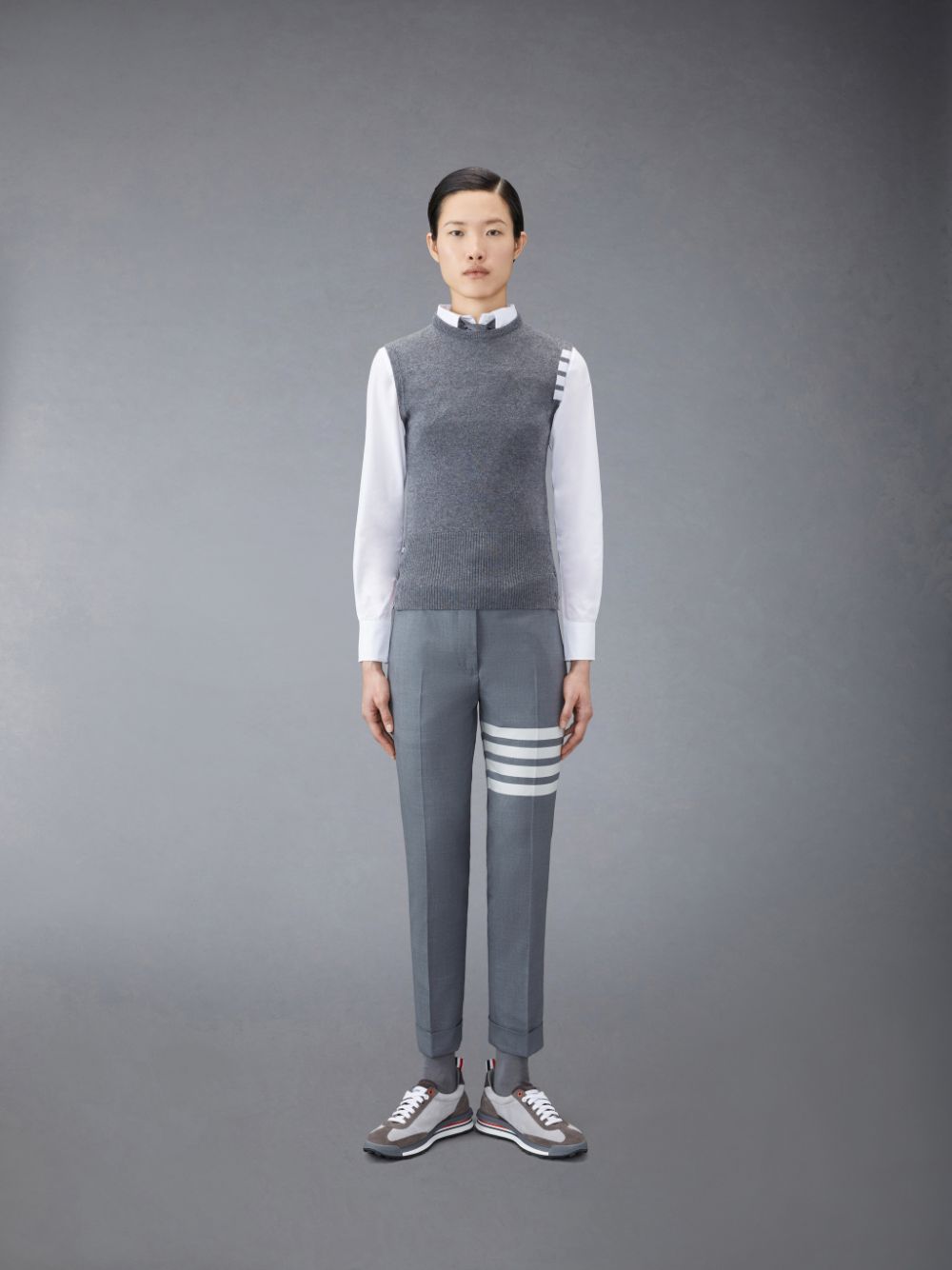 Thom Browne Cashmere 4-Bar Classic Shell Top Women Vest Grey | VVG91Z12662