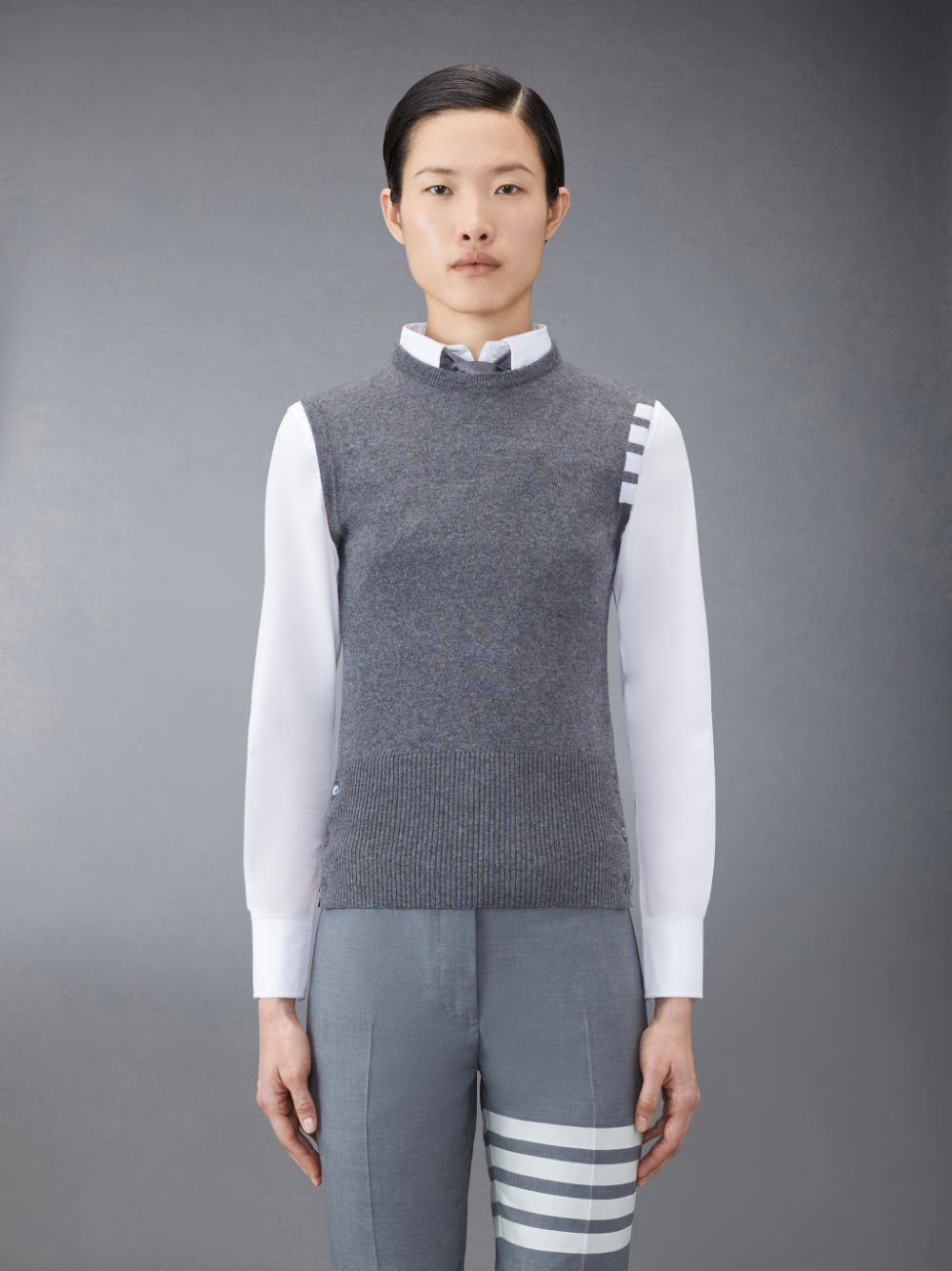 Thom Browne Cashmere 4-Bar Classic Shell Top Women Vest Grey | VVG91Z12662