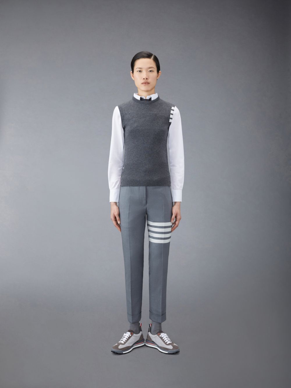 Thom Browne Cashmere 4-Bar Classic Shell Top Women Vest Grey | UXE72X34263