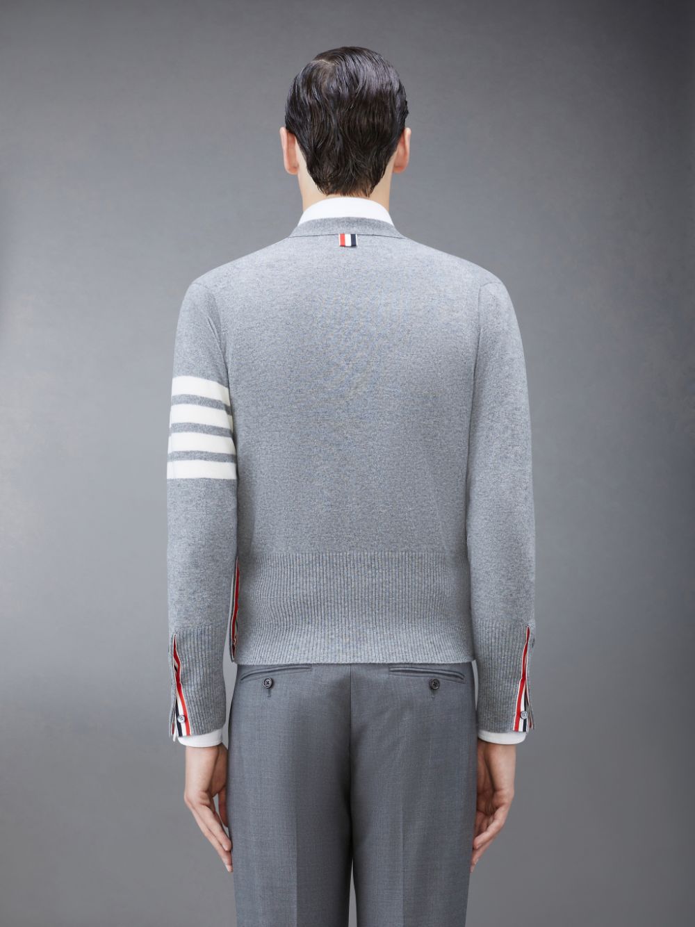 Thom Browne Cashmere 4-Bar Classic V-Neck Men Cardigan Grey | VOF57I34279