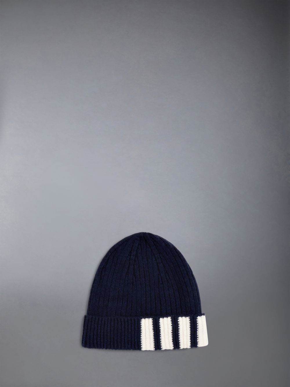 Thom Browne Cashmere 4-Bar Cuff Men Beanie Navy | EMY49N23567