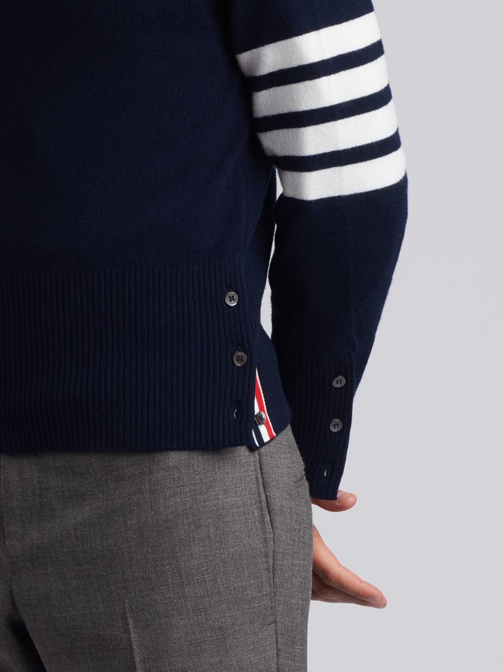 Thom Browne Cashmere 4-bar Short Crew Neck Men Pullover Navy | ZTD20O41943