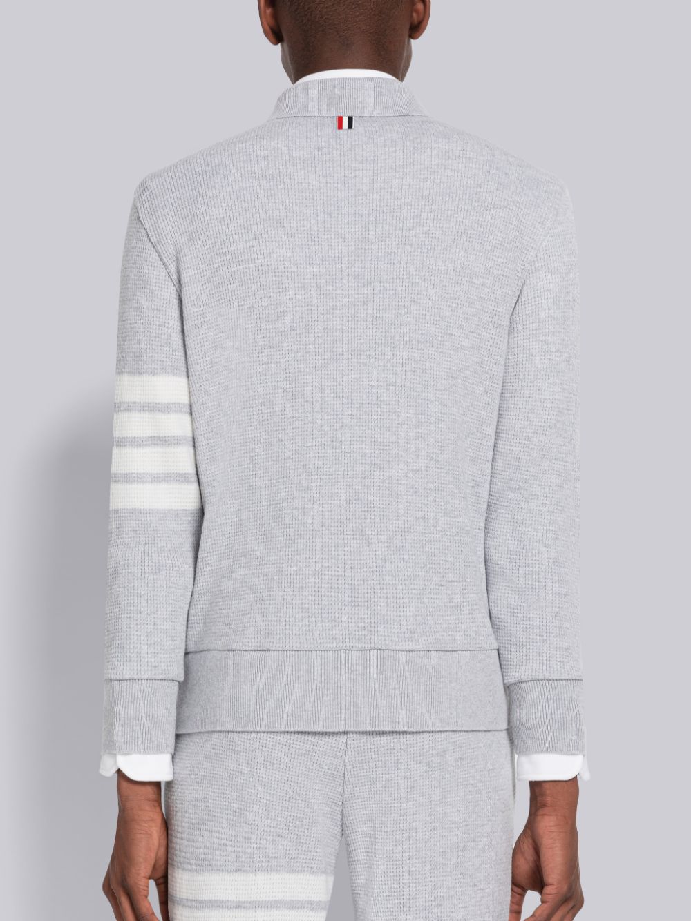 Thom Browne Cashmere Waffle 4-Bar Jacket Men Cardigan Grey | HBN51Y20386