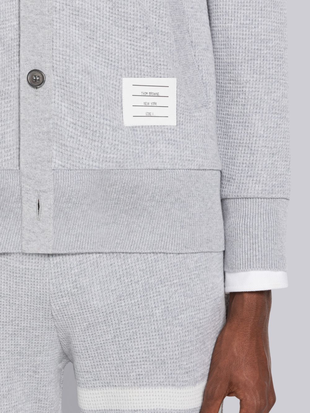 Thom Browne Cashmere Waffle 4-Bar Jacket Men Cardigan Grey | HBN51Y20386