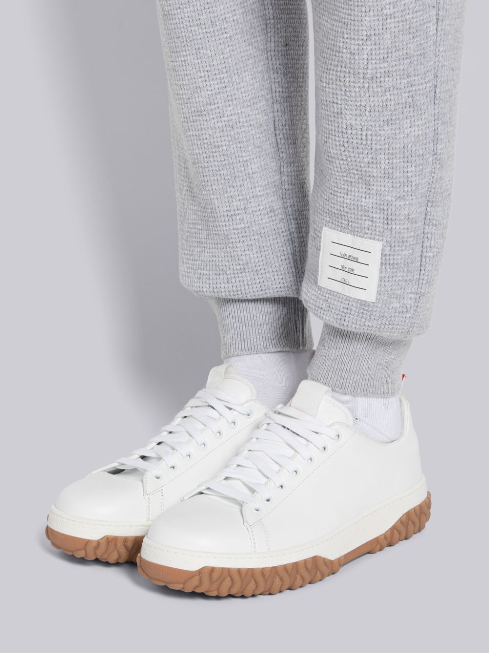 Thom Browne Cashmere Waffle 4-Bar Men Sweatpants Grey | JLV82K19285