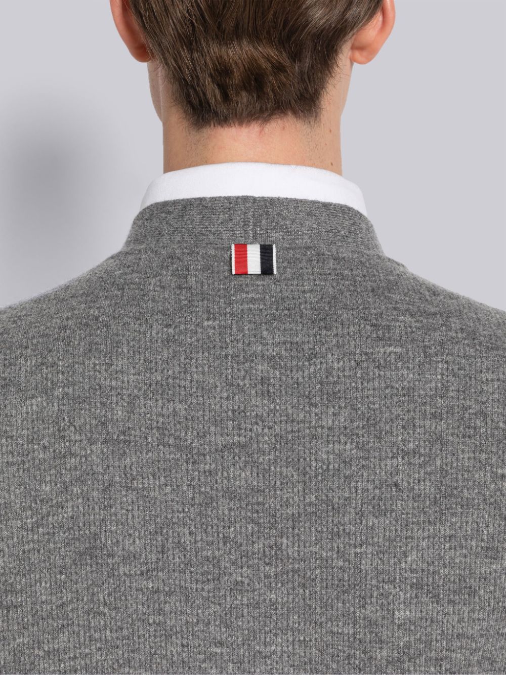 Thom Browne Cashmere Waffle Cardigan Men Vest Grey | ANT00D71027