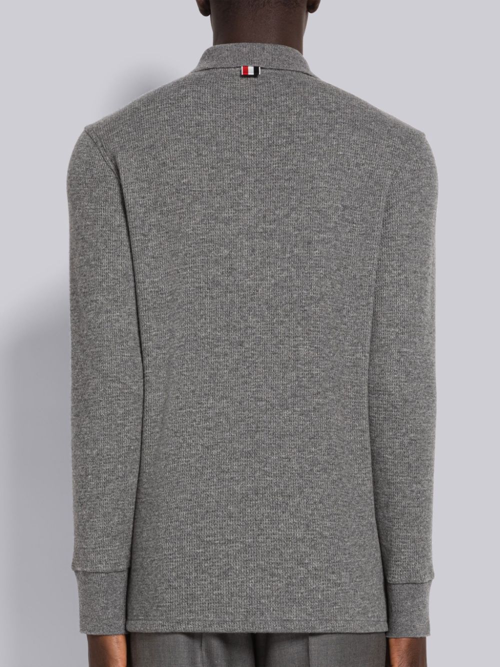 Thom Browne Cashmere Waffle Long Sleeve Men Polo Shirt Grey | GOE40E73659