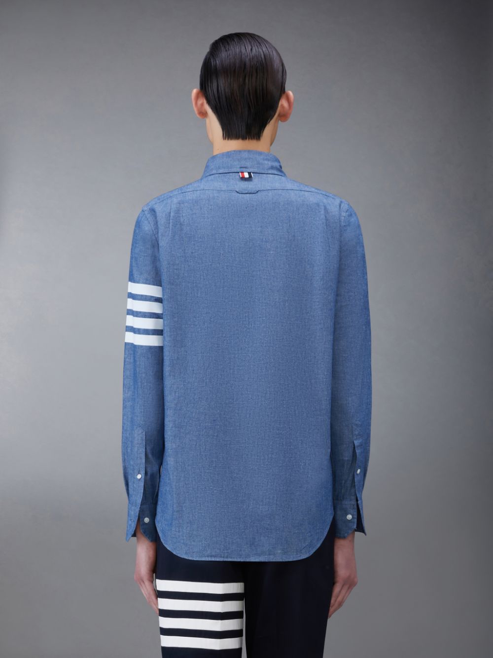 Thom Browne Chambray 4-Bar Men Shirts Blue | GZC38P67484