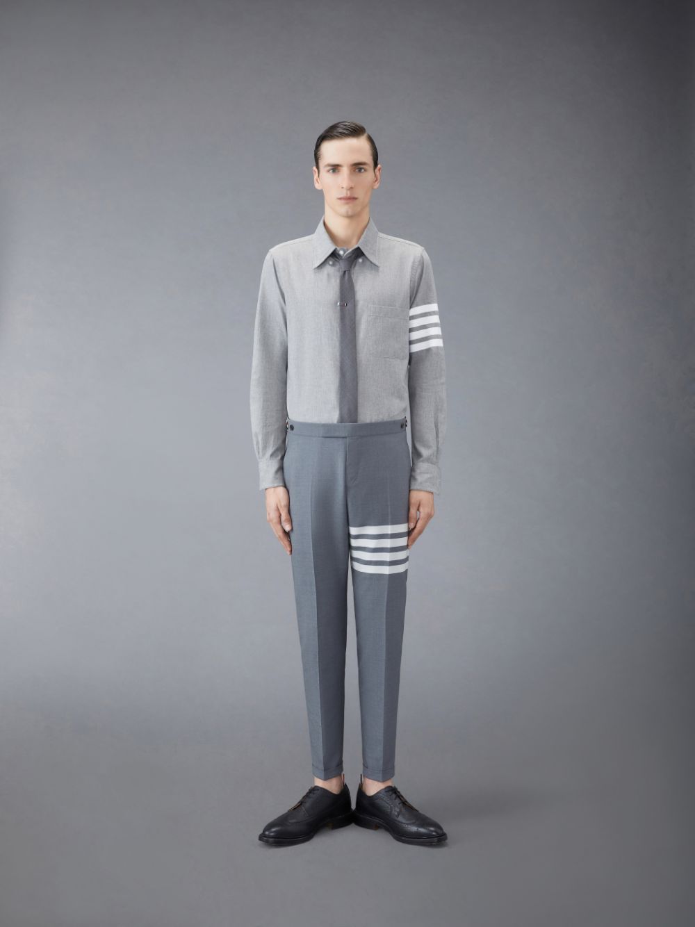 Thom Browne Chambray 4-Bar Men Shirts Grey | GGZ47P20131