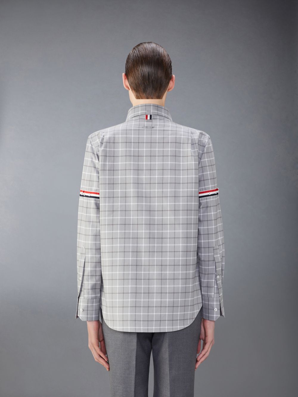 Thom Browne Check Cotton Flannel Armband Men Shirts Grey | MXA86F73533