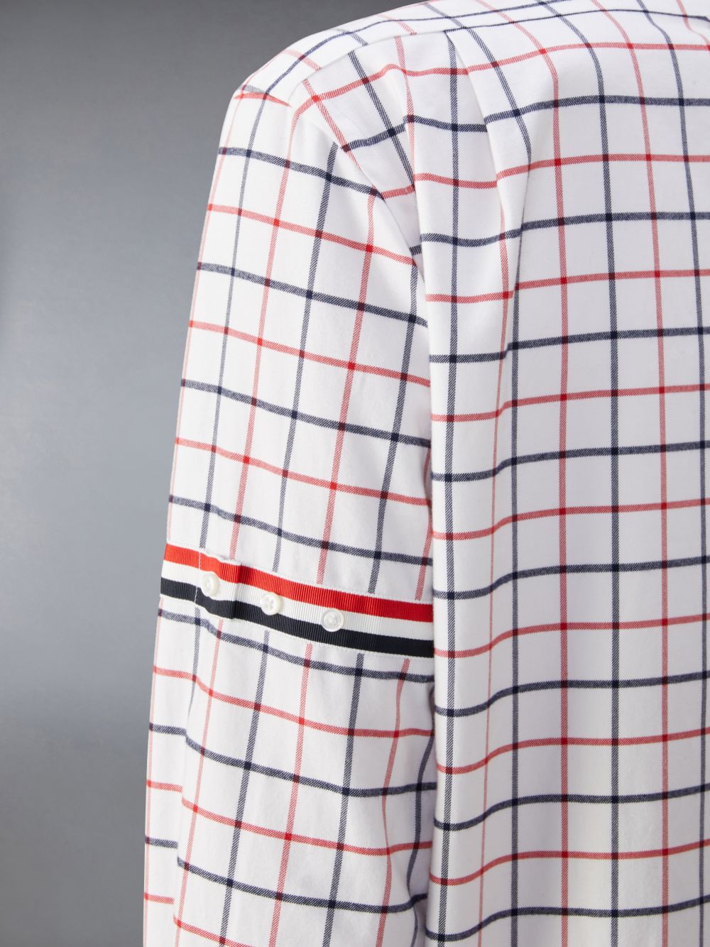 Thom Browne Check Cotton Flannel Armband Men Shirts White | ZUE32J90572