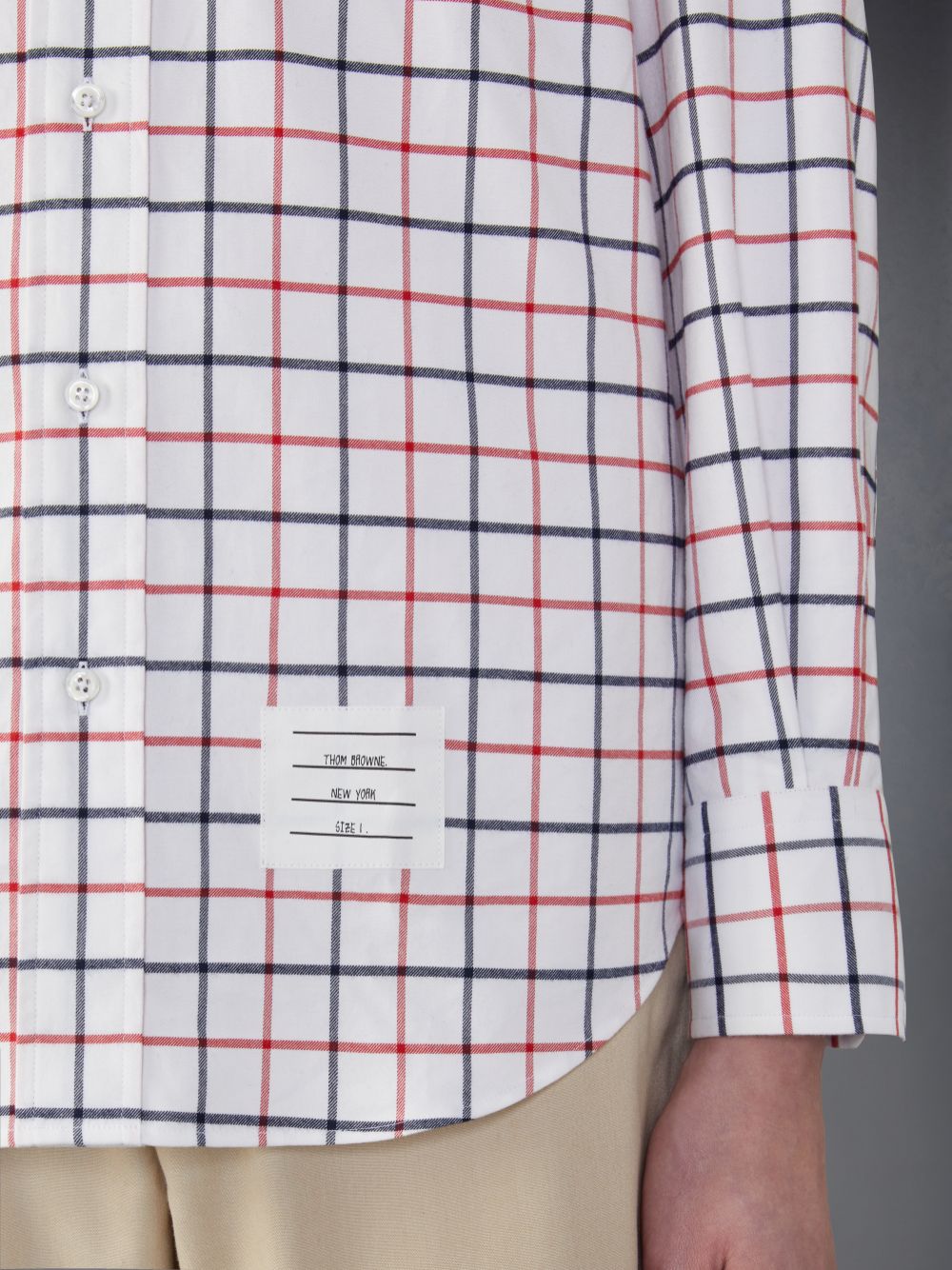 Thom Browne Check Cotton Flannel Armband Men Shirts White | ZUE32J90572