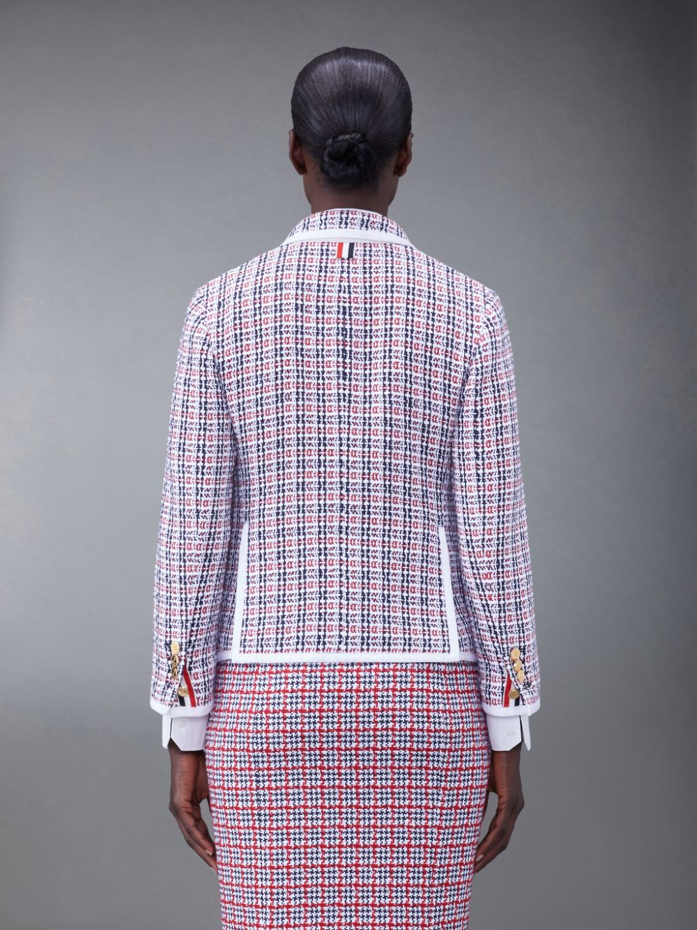 Thom Browne Check Crochet Tweed Slim Fit Sport Women Coats White | XSV49C00333