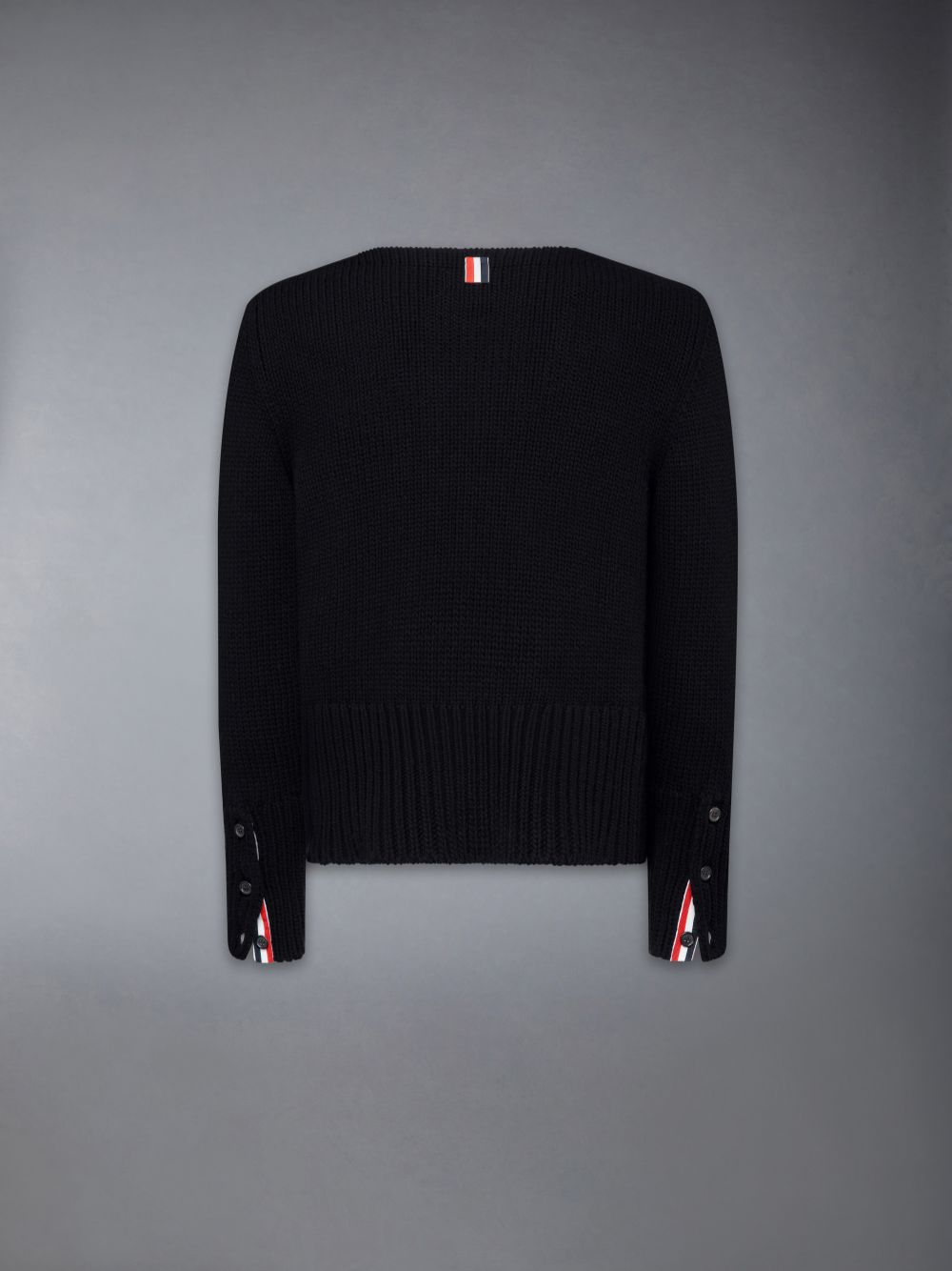 Thom Browne Chunky Merino Wool Nevermore Patch Boat Neck Men Pullover Black | SZB89T74655