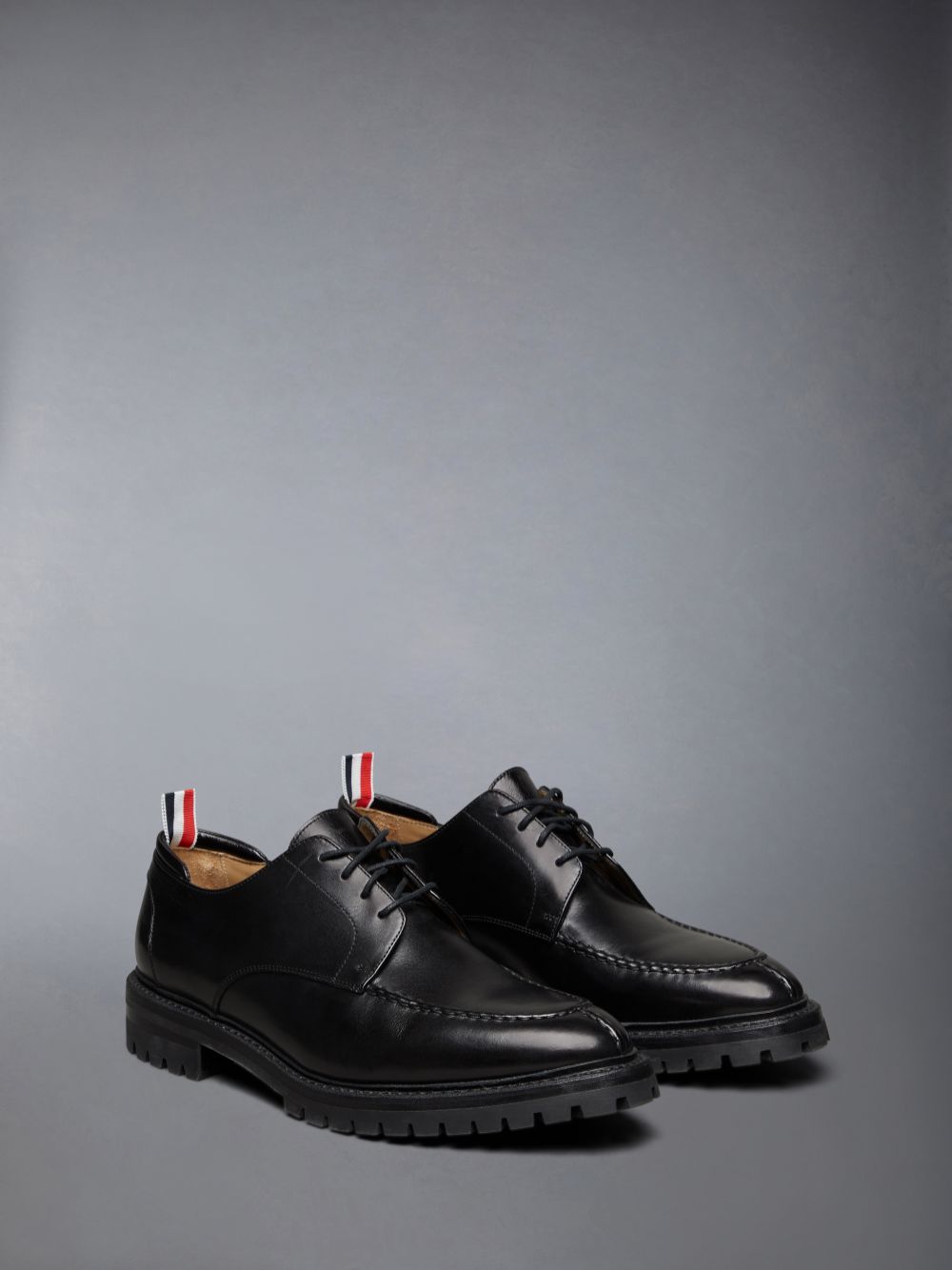 Thom Browne Classic Calf Commando Sole Apron Stitch Derby Men Oxford Shoes Black | MYI47U28342