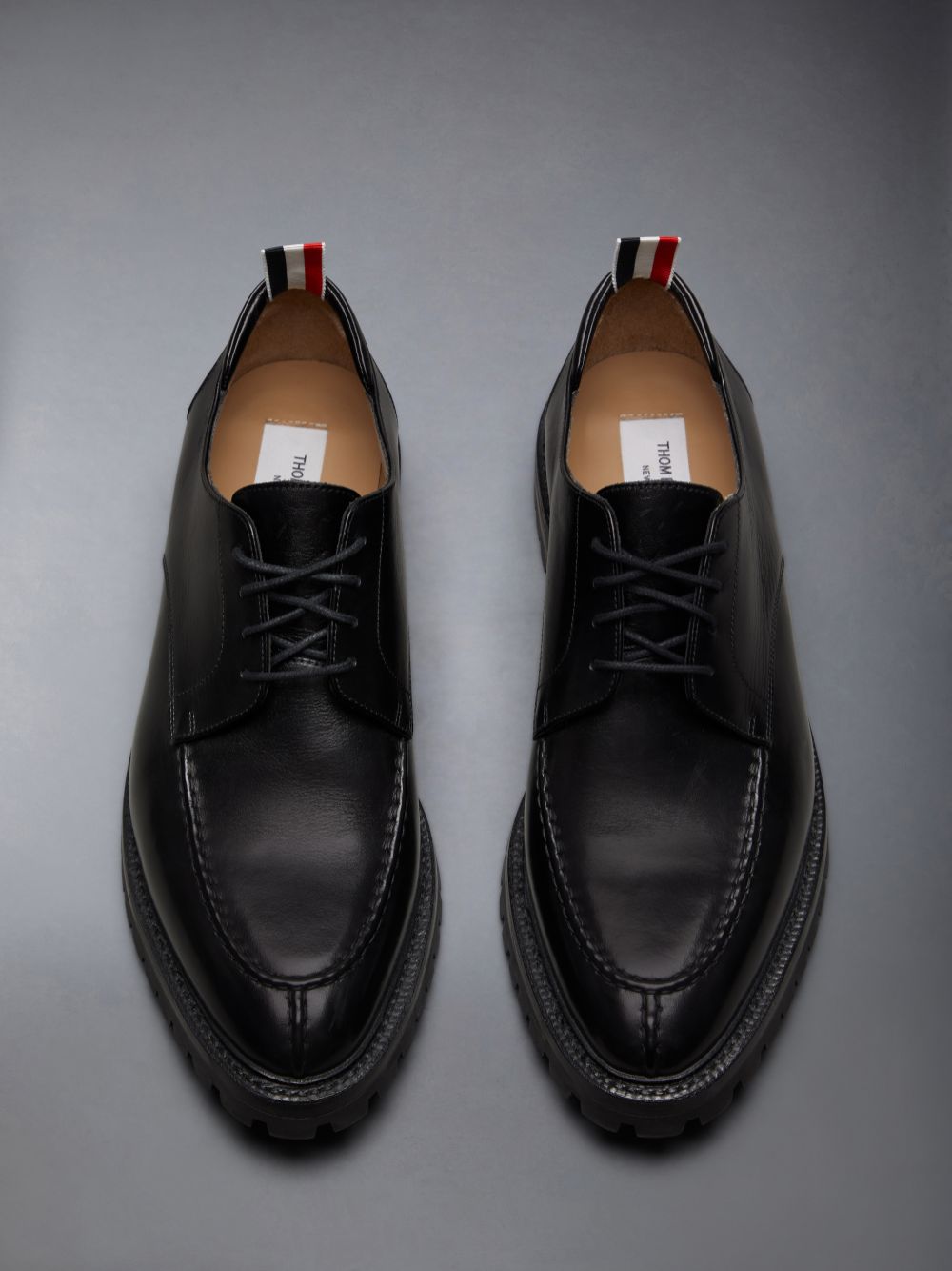 Thom Browne Classic Calf Commando Sole Apron Stitch Derby Men Oxford Shoes Black | MYI47U28342