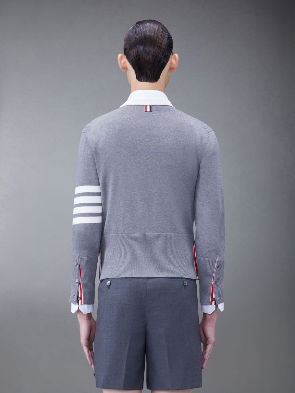 Thom Browne Classic Cotton 4-Bar Cable Men Pullover Grey | VSX56Z01207