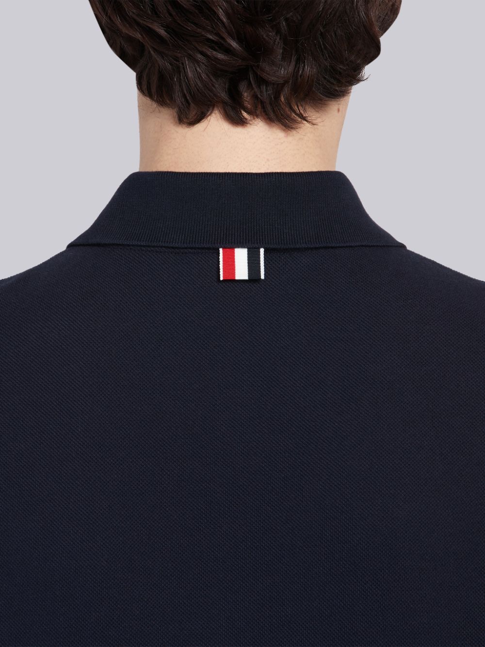 Thom Browne Classic Cotton Pique Side Insert 4-Bar Men Polo Shirt Navy | OPO29C13565