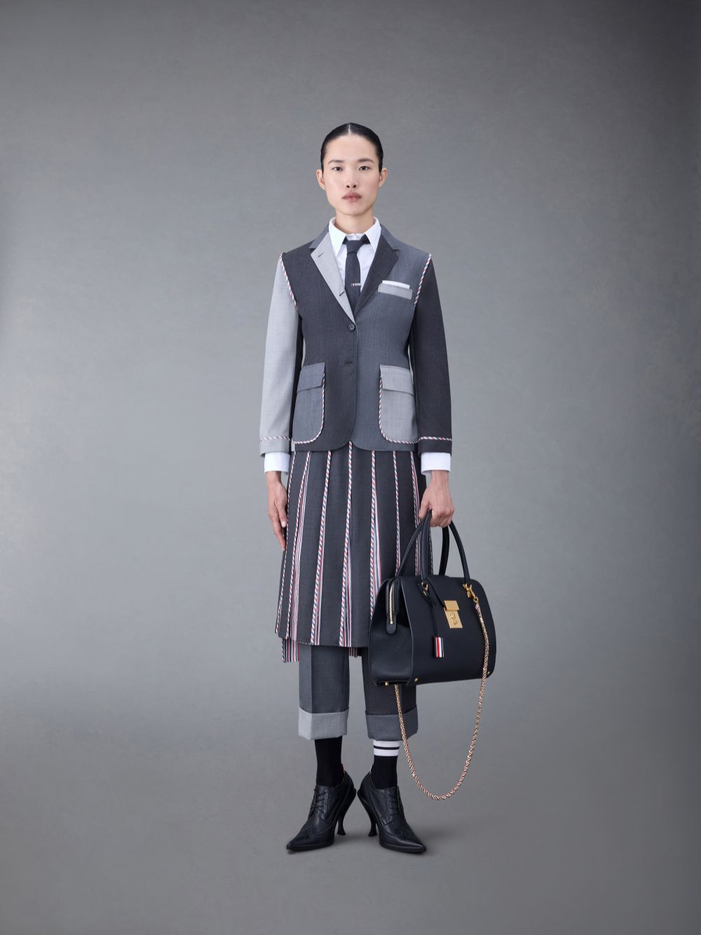 Thom Browne Classic Funmix Twill Sportcoat Women Coats Grey | WTU26W24882