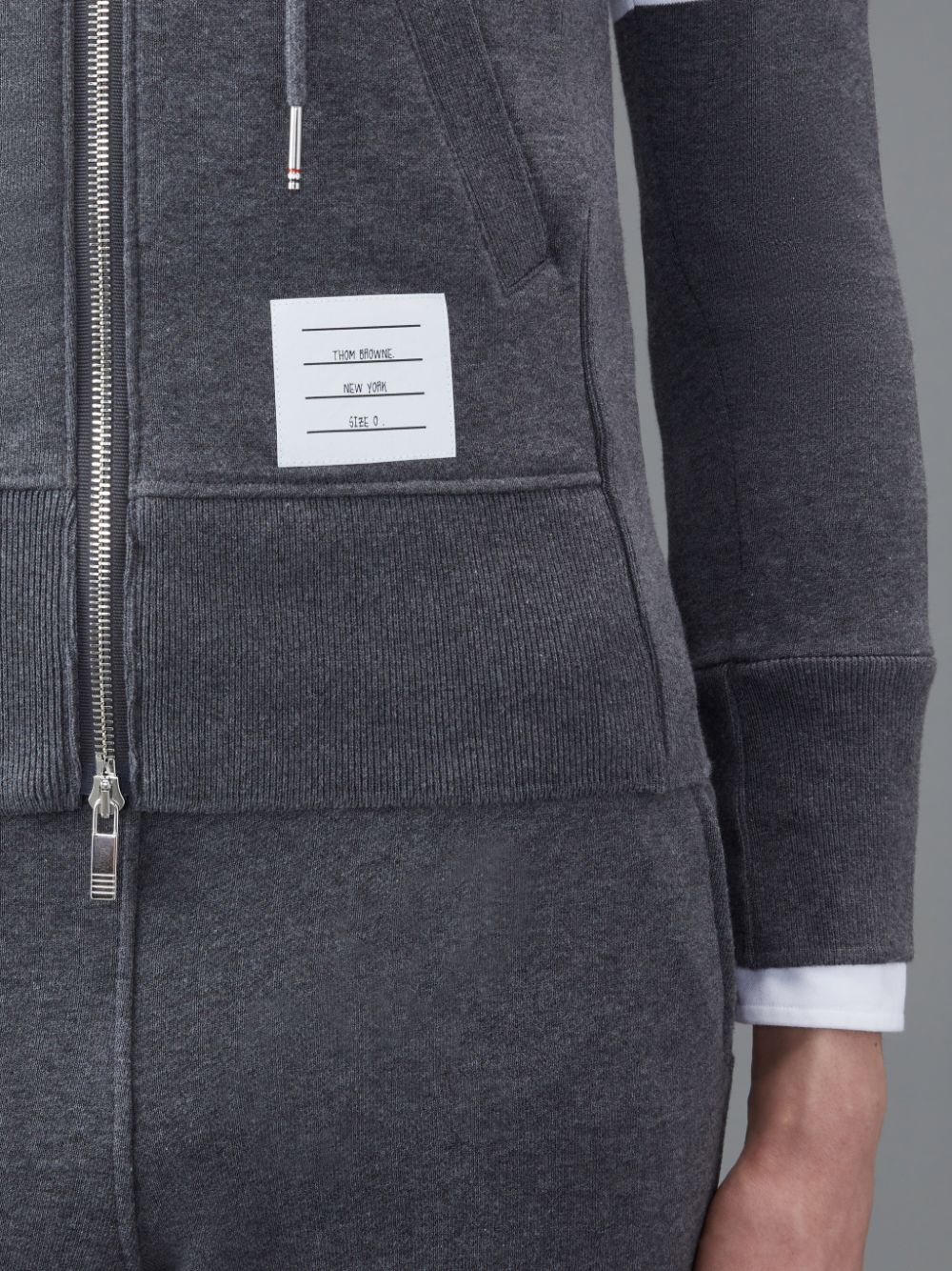 Thom Browne Classic Loopback 4-Bar Full Zip Men Hoodie Grey | JKF44V87991