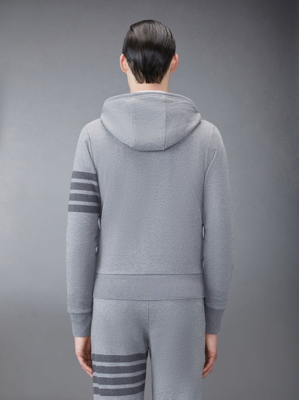 Thom Browne Classic Loopback 4-Bar Full Zip Men Hoodie Grey | FPE95K59446