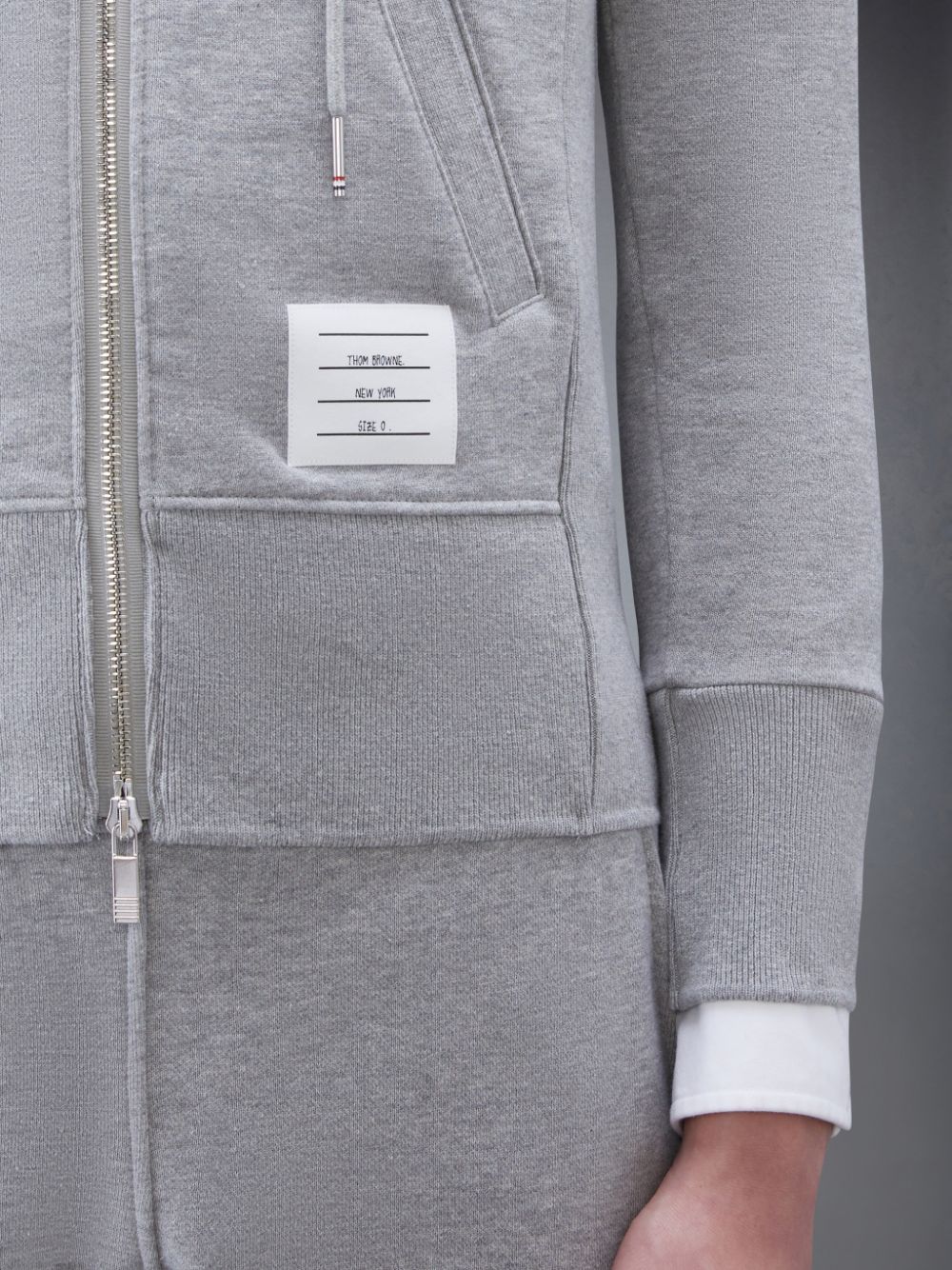 Thom Browne Classic Loopback 4-Bar Full Zip Men Hoodie Grey | VYV54G16345