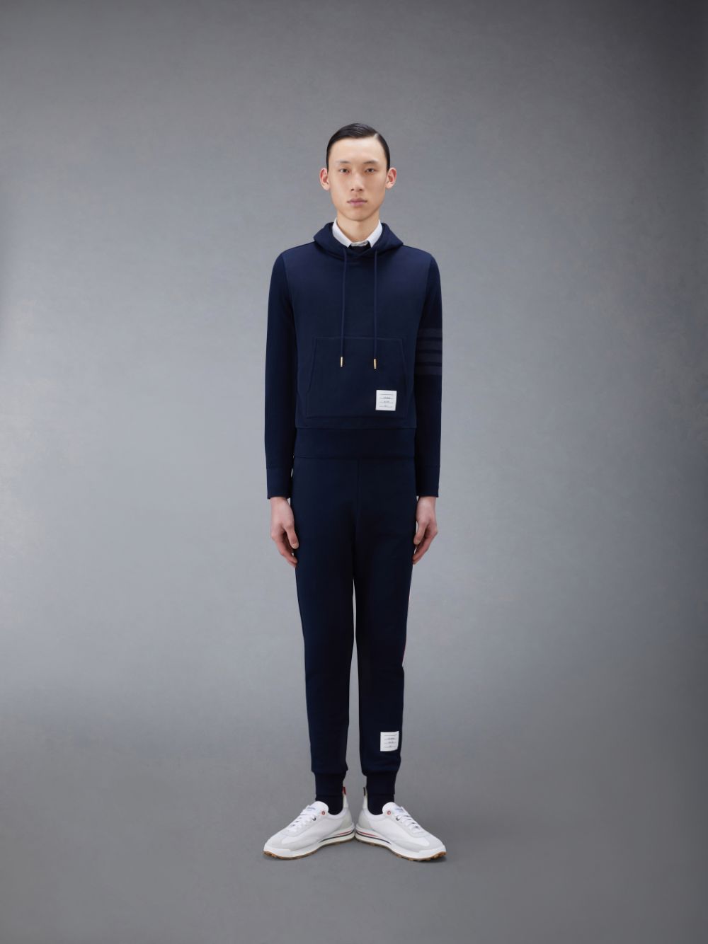 Thom Browne Classic Loopback 4-Bar Men Hoodie Blue | MMH13K34314