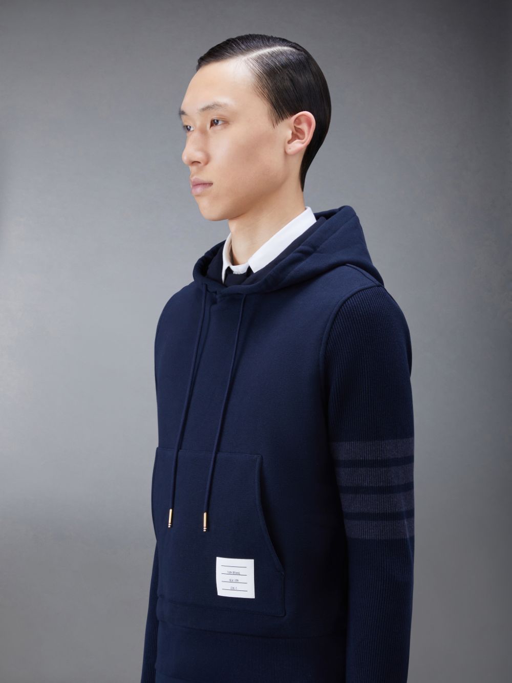 Thom Browne Classic Loopback 4-Bar Men Hoodie Blue | MMH13K34314