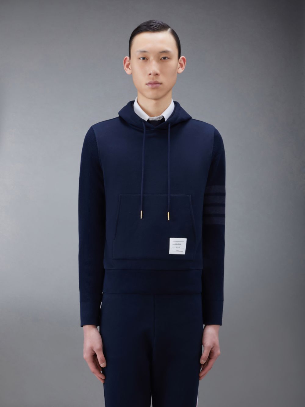 Thom Browne Classic Loopback 4-Bar Men Hoodie Blue | MMH13K34314