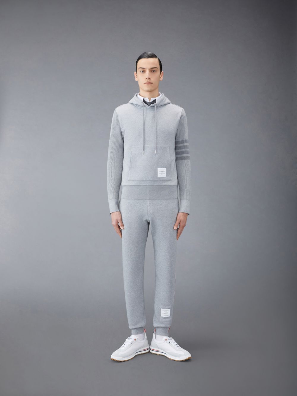 Thom Browne Classic Loopback 4-Bar Men Hoodie Grey | RYK04W60163