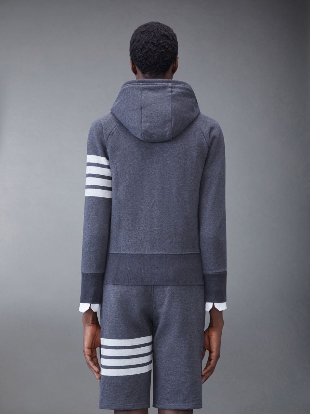 Thom Browne Classic Loopback 4-Bar Zip Men Hoodie Grey | MJW79K00150