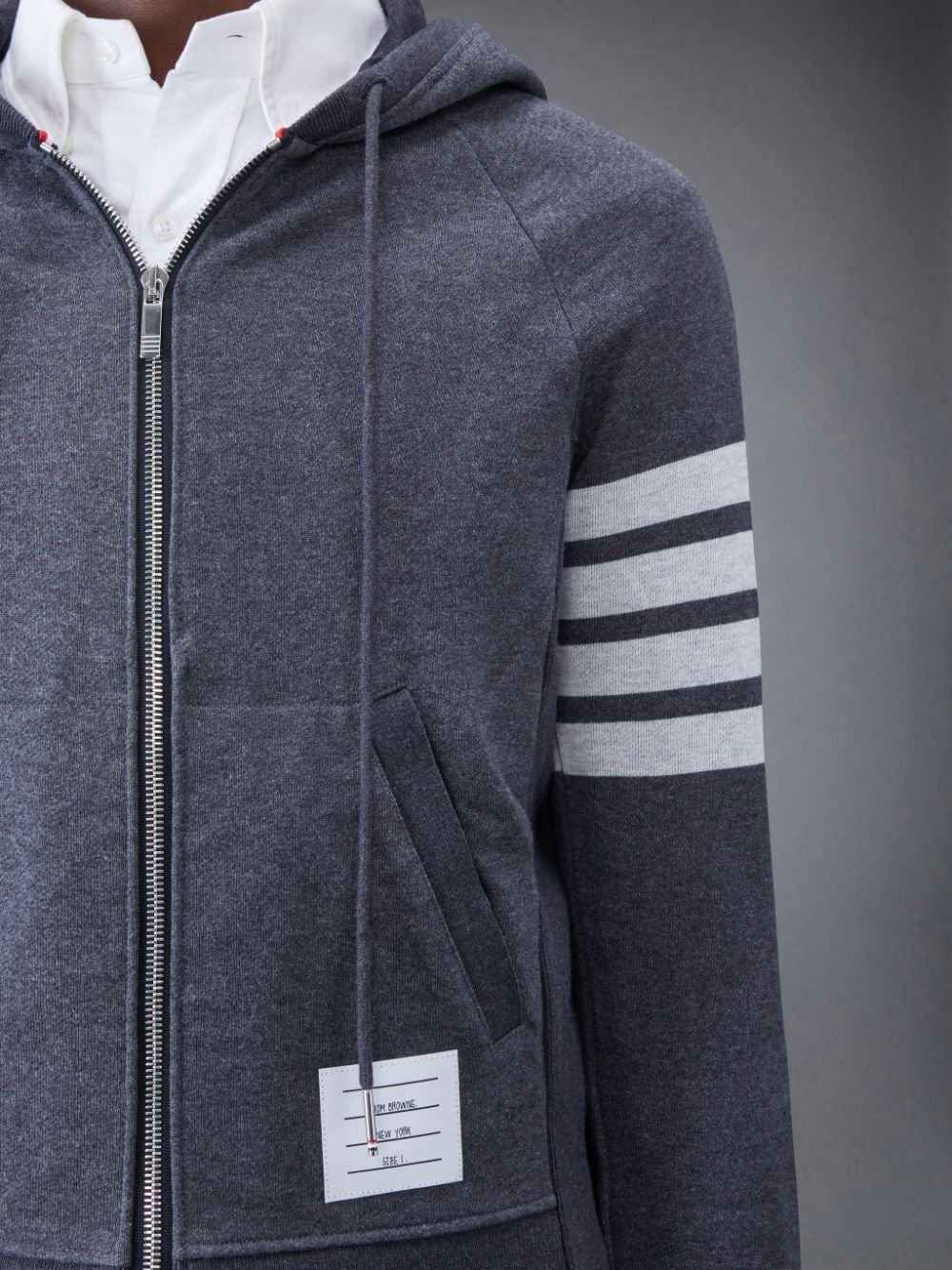 Thom Browne Classic Loopback 4-Bar Zip Men Hoodie Grey | MJW79K00150