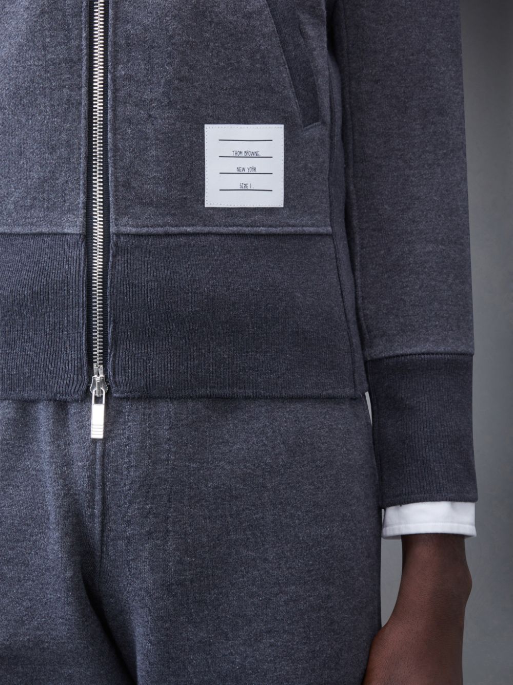 Thom Browne Classic Loopback 4-Bar Zip Men Hoodie Grey | MJW79K00150