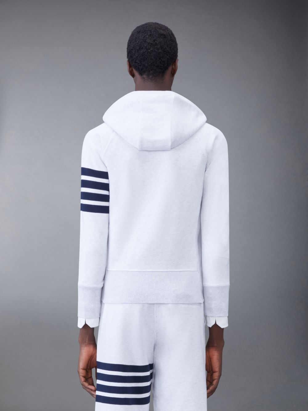 Thom Browne Classic Loopback 4-Bar Zip Men Hoodie White | TLW70L52346