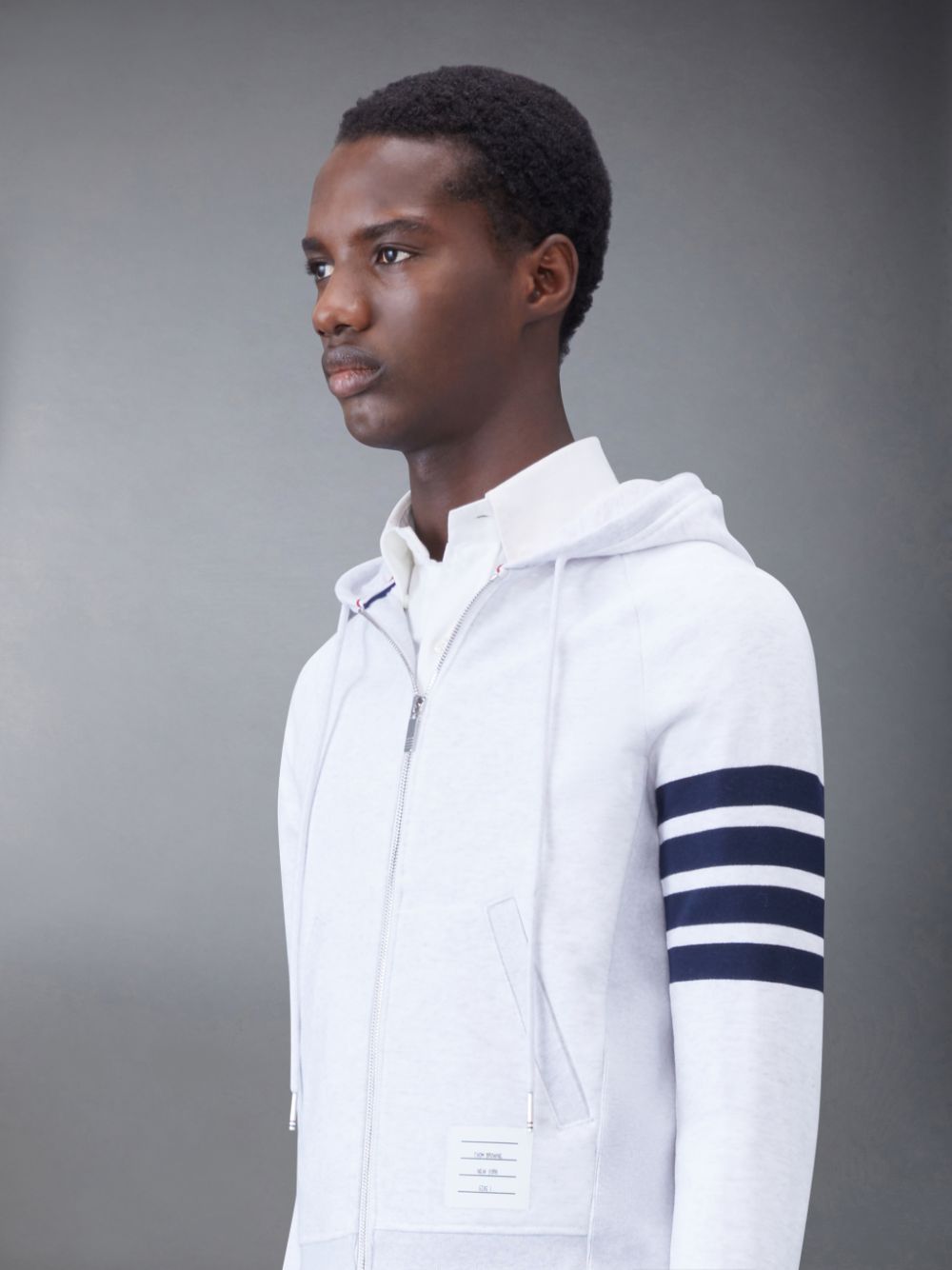 Thom Browne Classic Loopback 4-Bar Zip Men Hoodie White | TLW70L52346