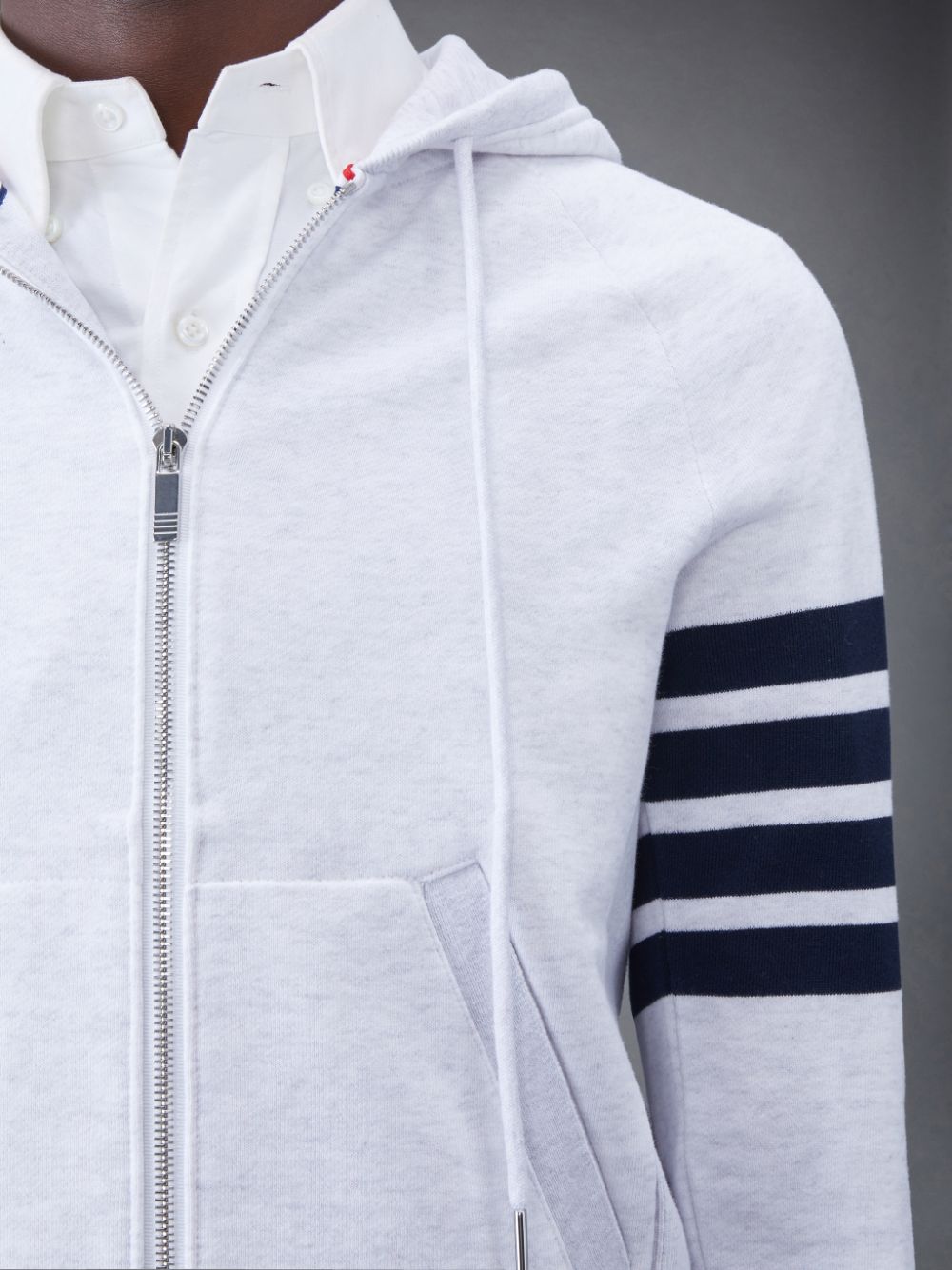 Thom Browne Classic Loopback 4-Bar Zip Men Hoodie White | TLW70L52346