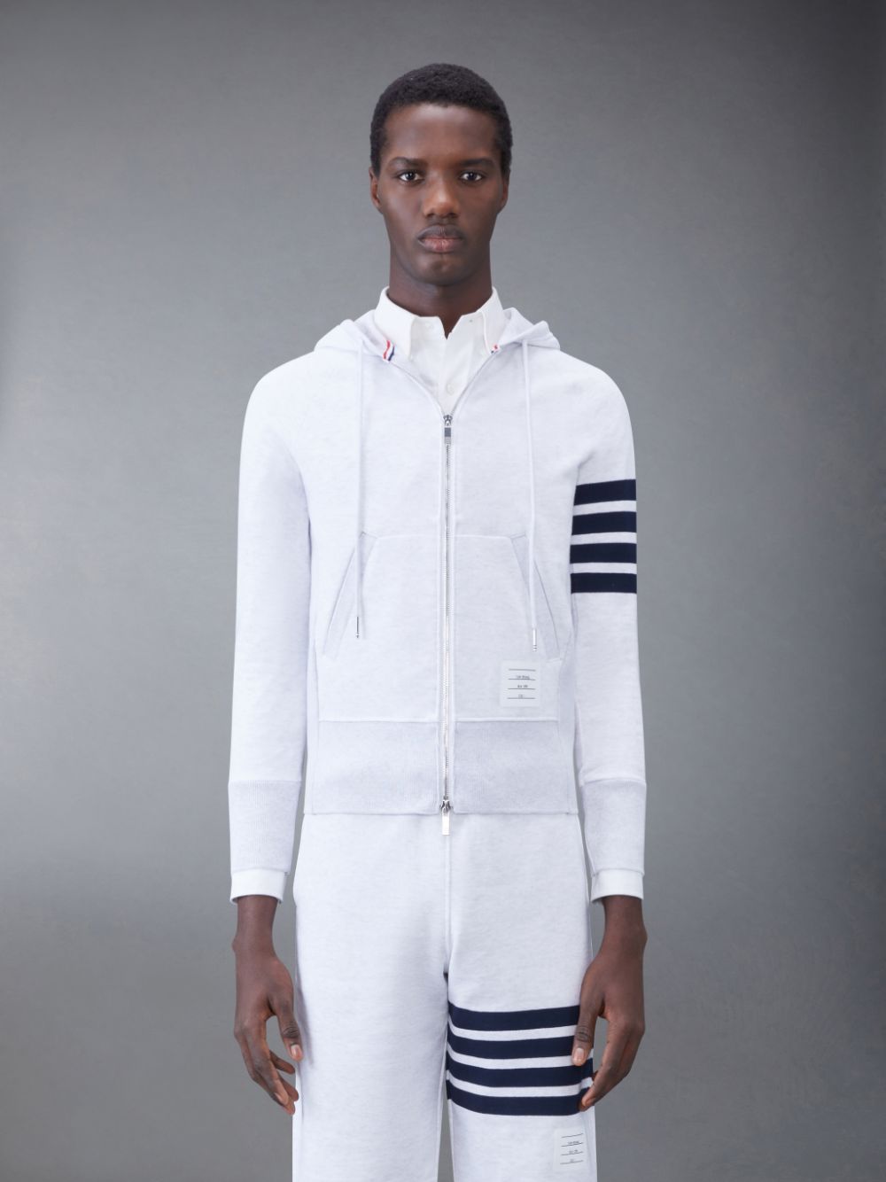 Thom Browne Classic Loopback 4-Bar Zip Men Hoodie White | TLW70L52346