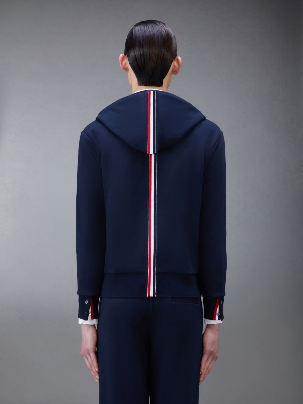 Thom Browne Classic Loopback Full Zip Men Hoodie Blue | NUZ57B56398