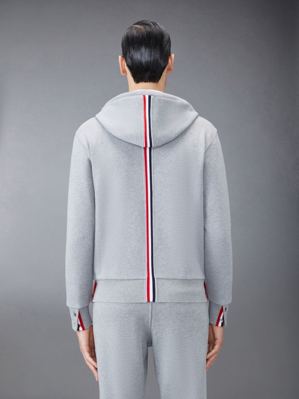 Thom Browne Classic Loopback Full Zip Men Hoodie Grey | CXU52V25802