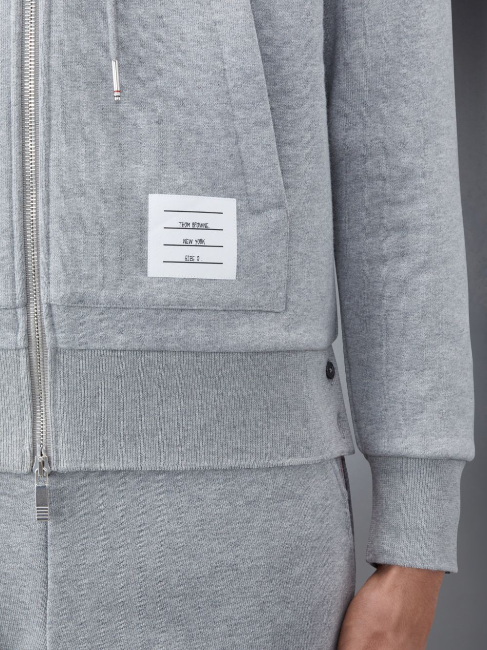 Thom Browne Classic Loopback Full Zip Men Hoodie Grey | CXU52V25802