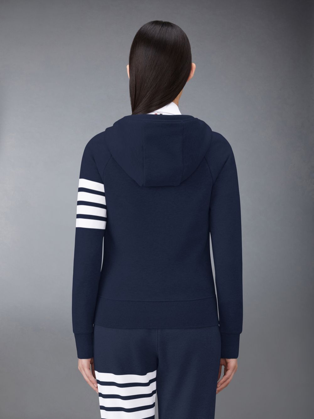 Thom Browne Classic Loopback Full Zip Women Hoodie Blue | GXM33F75283