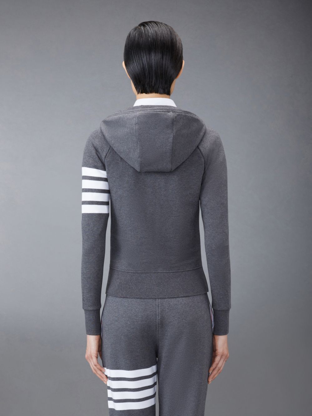 Thom Browne Classic Loopback Full Zip Women Hoodie Grey | JON73U04919