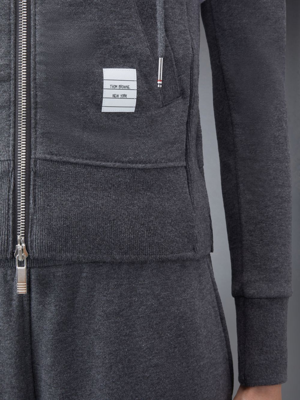 Thom Browne Classic Loopback Full Zip Women Hoodie Grey | JON73U04919