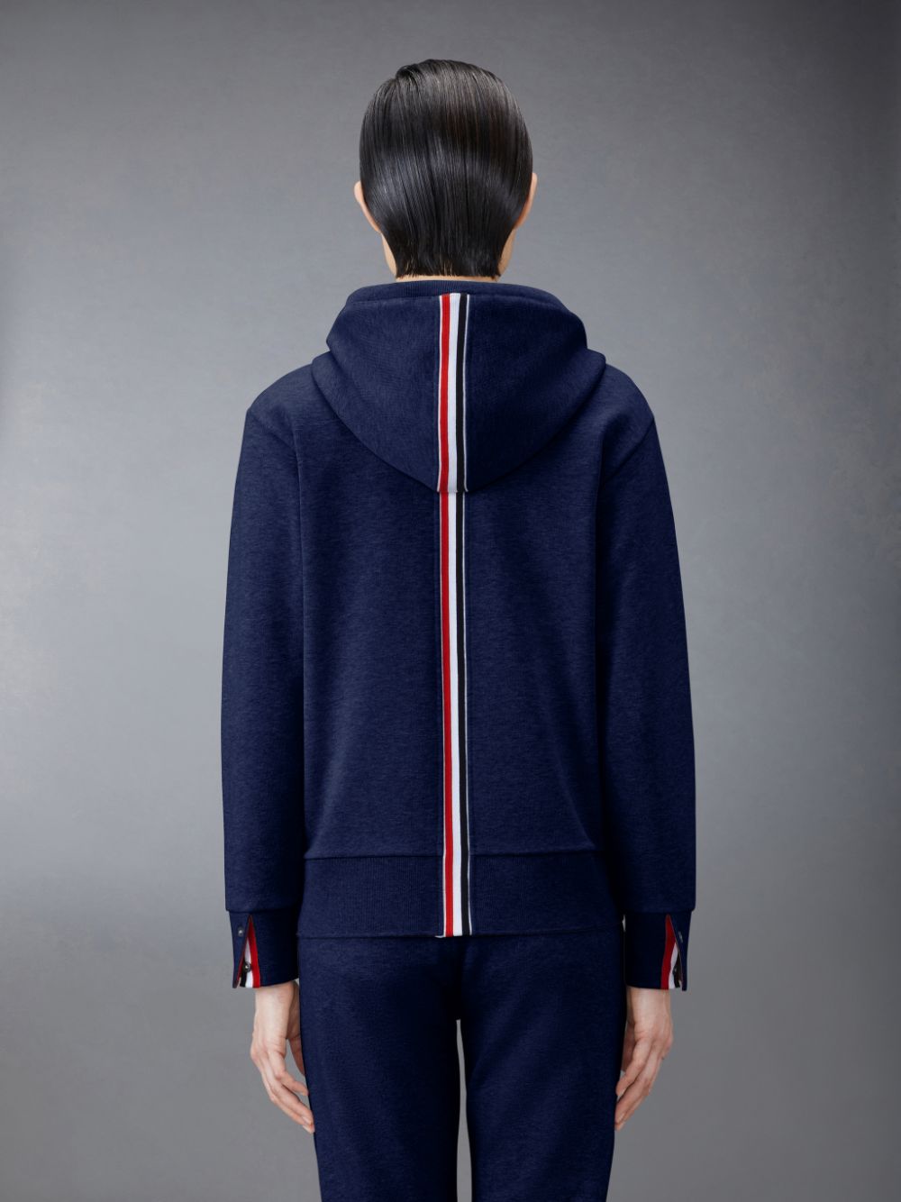 Thom Browne Classic Loopback Stripe Full Zip Women Hoodie Blue | WIA79Y70100