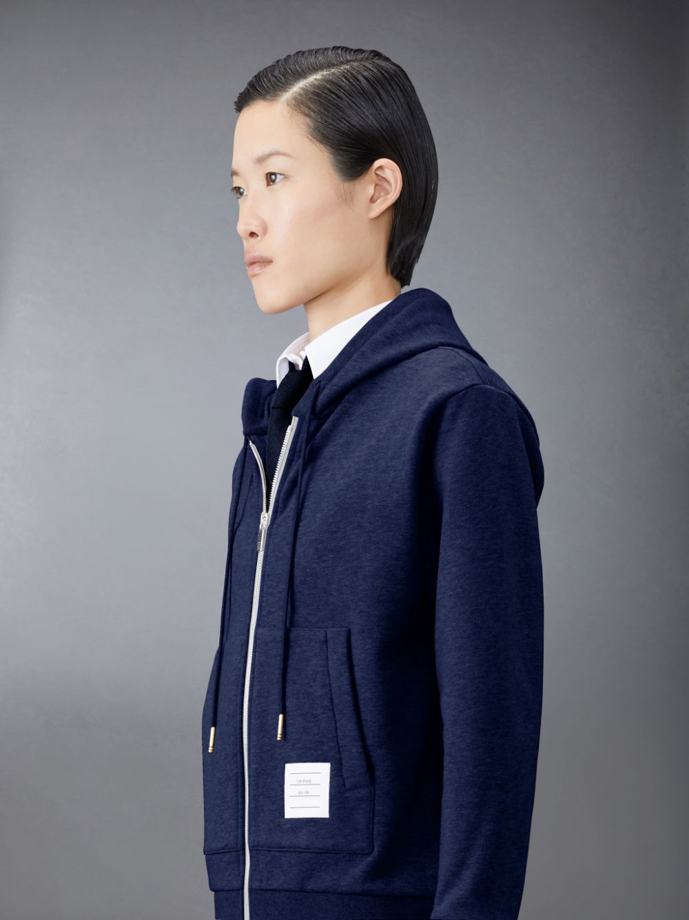 Thom Browne Classic Loopback Stripe Full Zip Women Hoodie Blue | WIA79Y70100